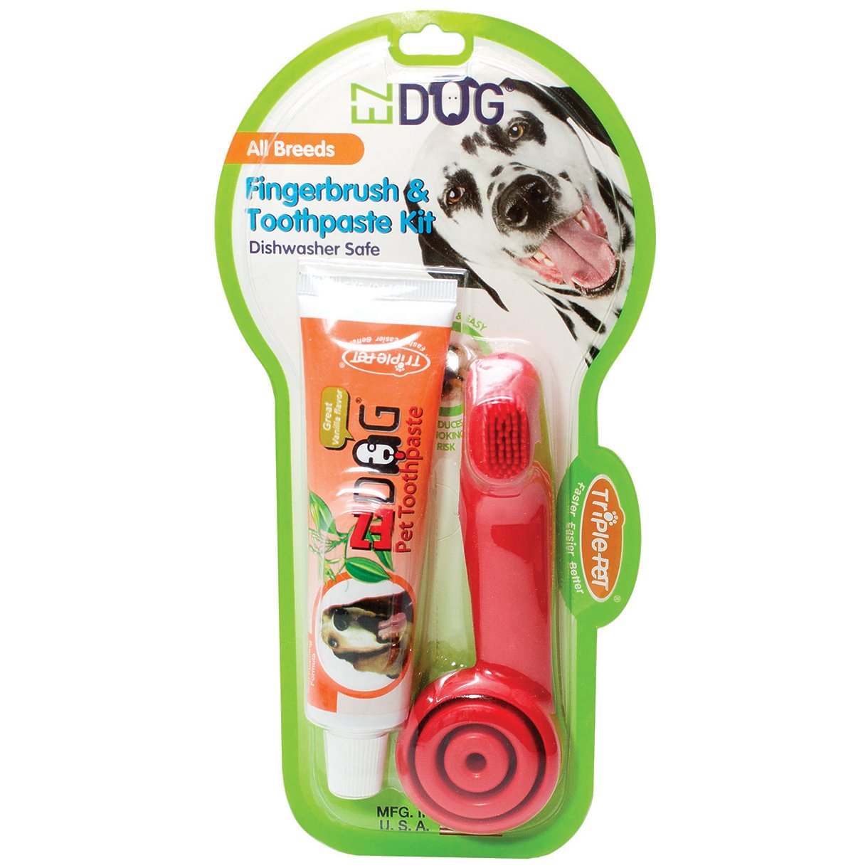 EZDOG Fingerbrush with Handle and Toothpaste Kit for Dogs