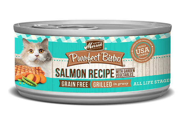 Merrick Purrfect Bistro Grilled Salmon & Vegetables Recipe Cat Wet Food