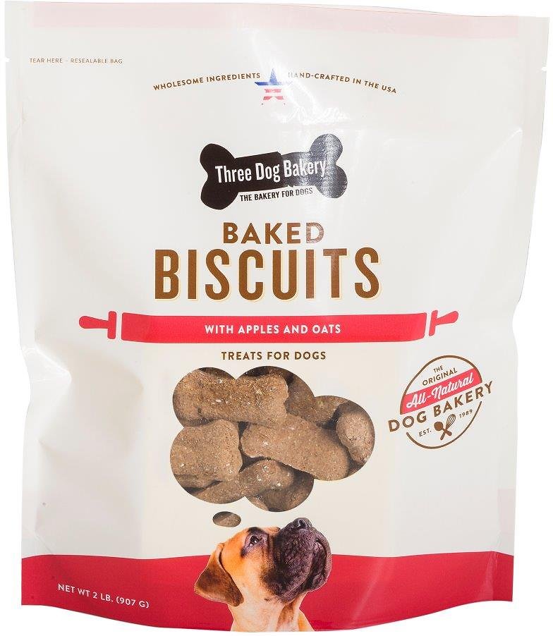 Three Dog Bakery Oven Baked Biscuits Apples & Oats, 32-oz