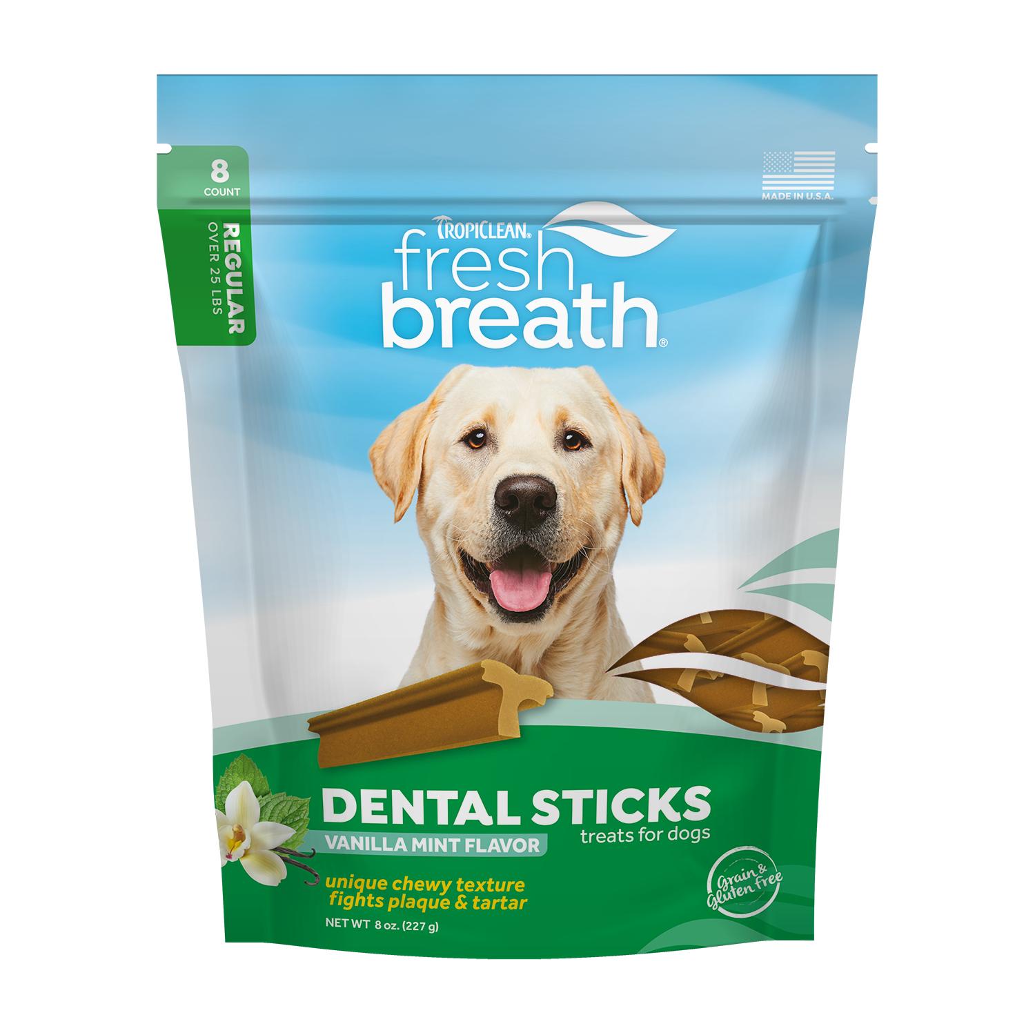 Tropiclean Fresh Breath Dental Sticks Vanilla Mint Treats for