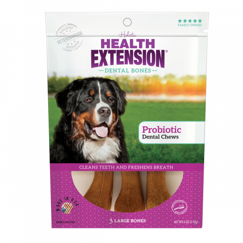 Health Extension Probiotic Yogurt Dental Bones Dog Treats, Large, 3 count