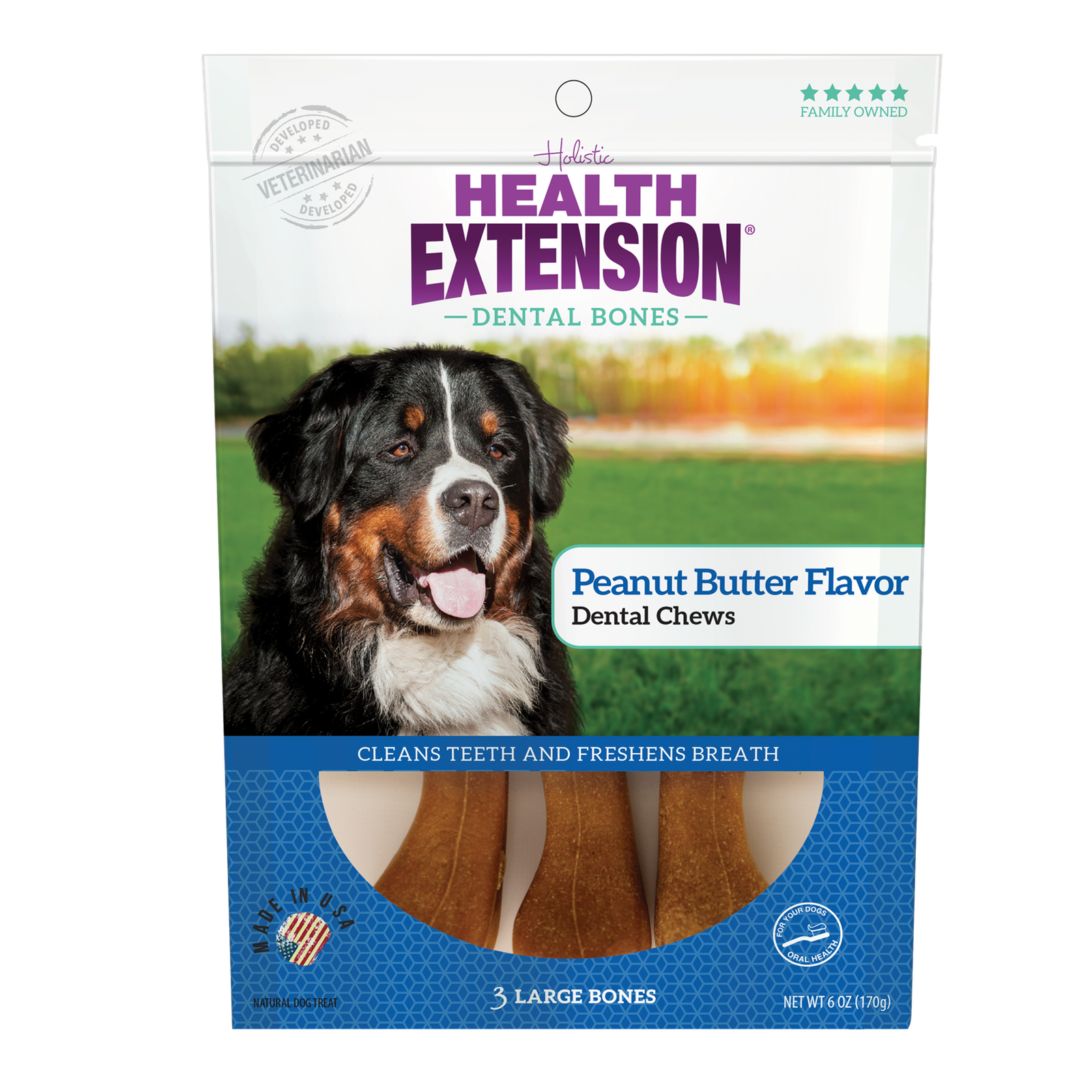 Health Extension Peanut Butter Dental Bones Dog Treats