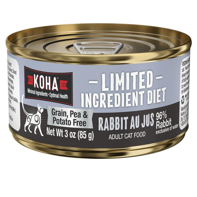 KOHA Limited Ingredient Diet Rabbit Au Jus Wet Cat Food Can, 3-oz, case of 24 (**)