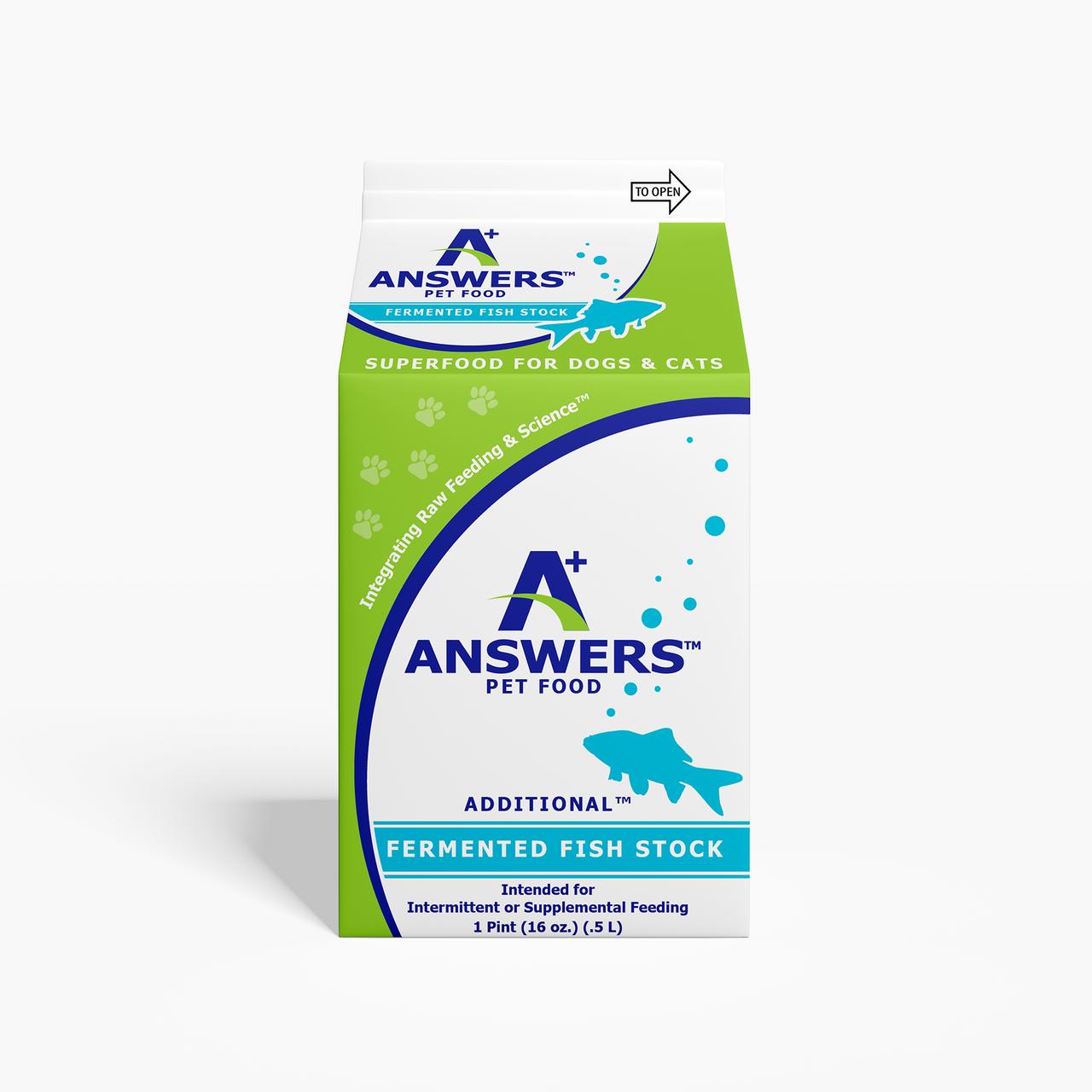 Answers Pet Food Power Pours Fermented Fish Stock for Dogs & Cats
