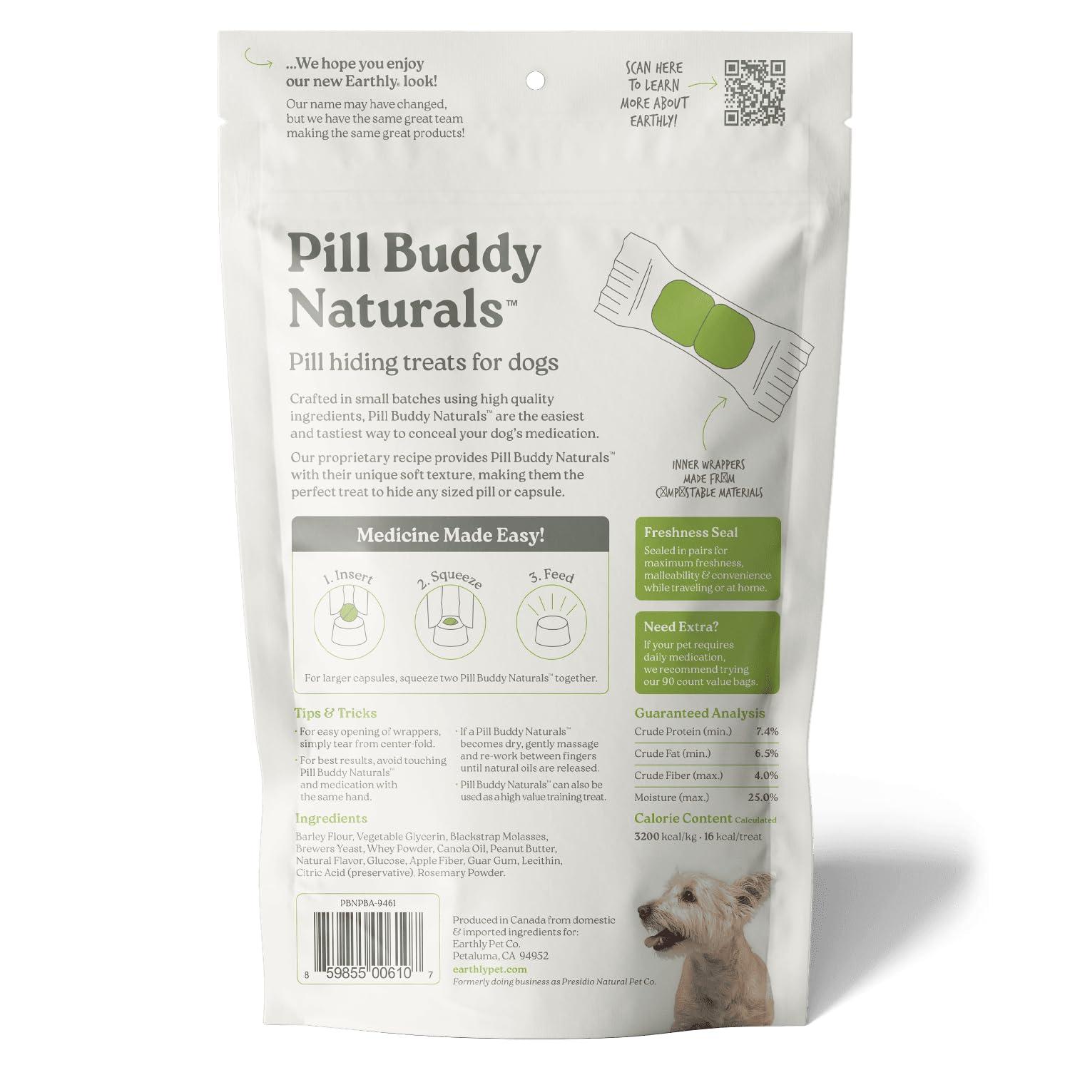 Earthly Pet Pill Buddy Naturals Peanut Butter & Apple Dog Treats, 30-count