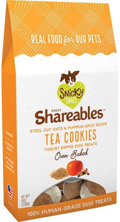 Snicky Snaks Dog Shareables Oats & Pumpkin Tea Cookies, 6-oz (**)