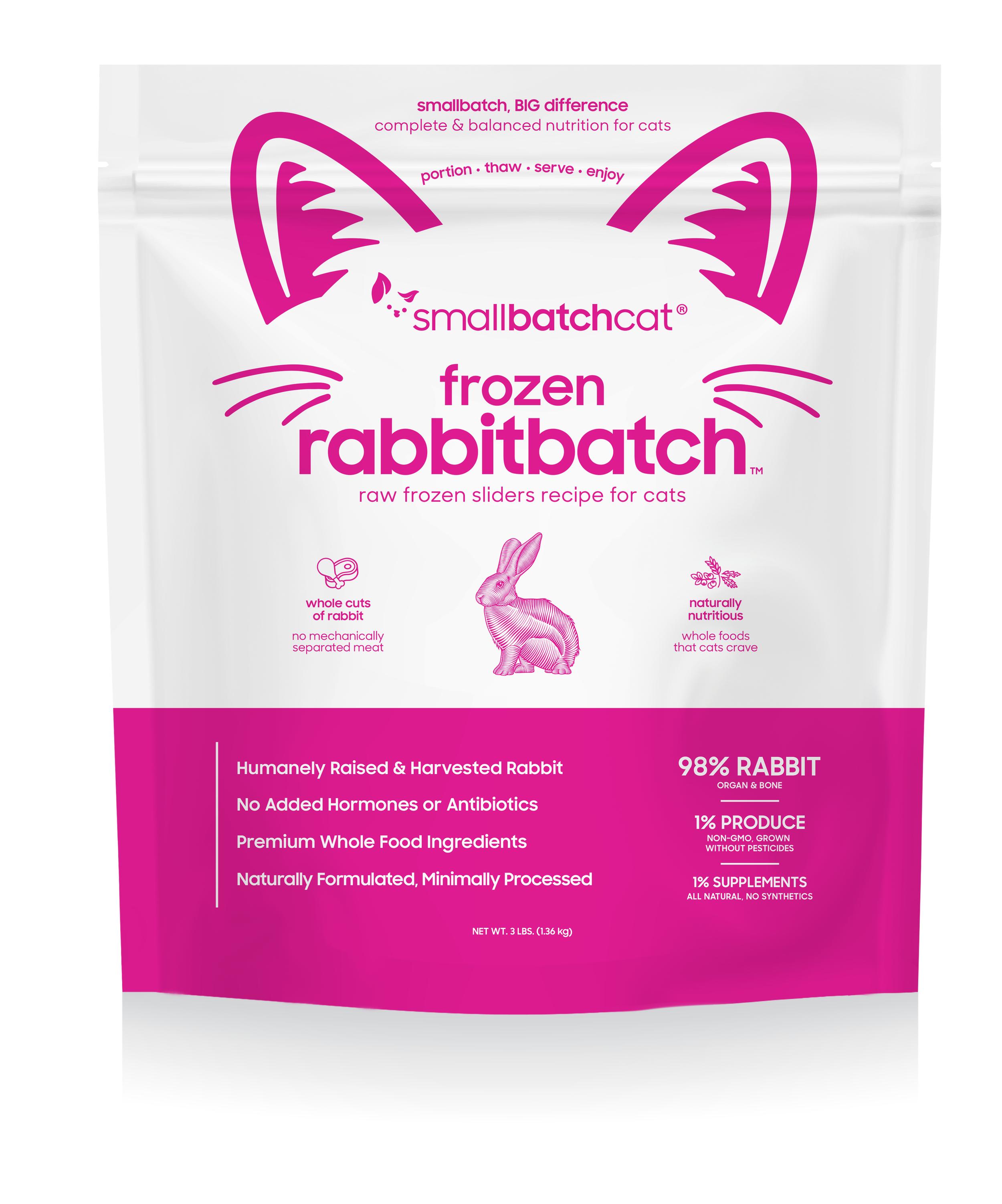 Smallbatch Cat Rabbit Batch Sliders Frozen Cat Food, 3-lb (Size: 3-lb)