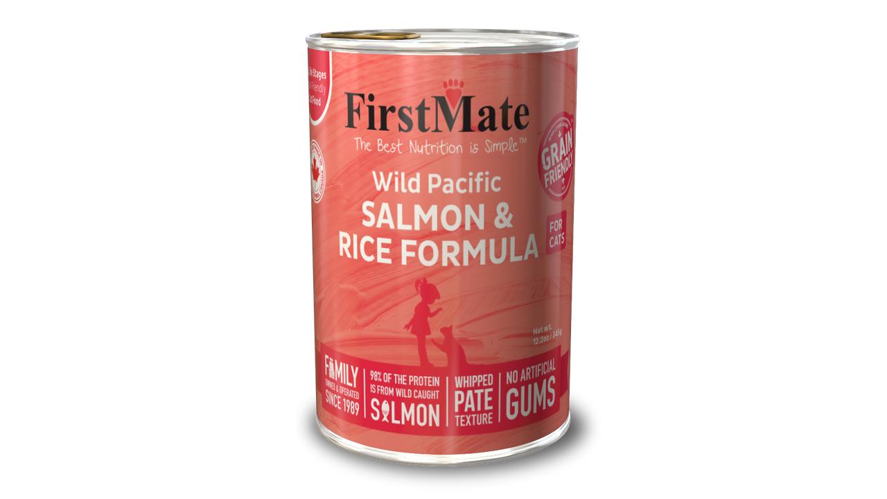FirstMate Grain Friendly Wild Salmon & Rice Wet Cat Food Can, 12.2-oz