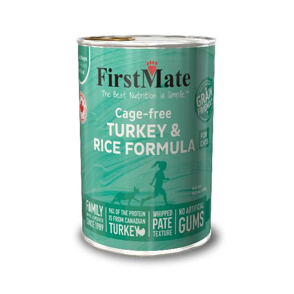 FirstMate Grain Friendly Cage-Free Turkey & Rice Wet Cat Food Can, 12.2-oz