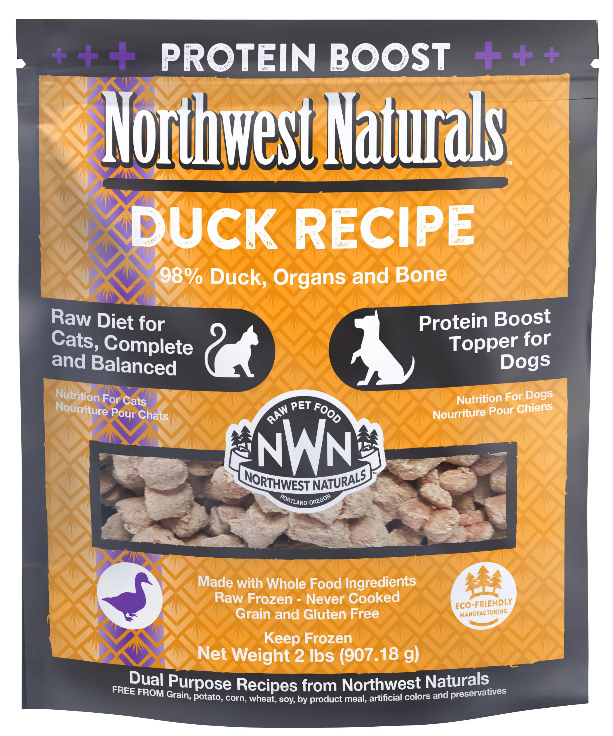 Northwest Naturals Duck Raw Diet for Cats & Protein Boost Topper for Dogs, 2-lb