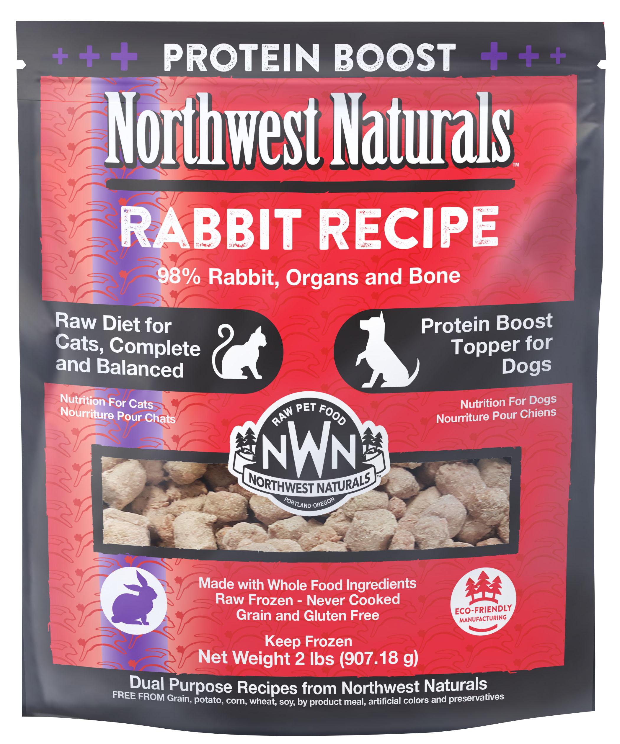 Northwest Naturals Rabbit Raw Diet for Cats & Protein Boost Topper for Dogs, 2-lb