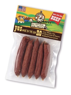 Happy Howie's Beef Sausage Dog Treat, 4-in, 5-pack