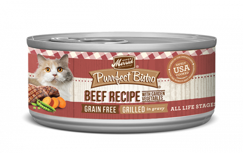 Merrick Cat Grain-Free Purrfect Bistro Grilled Beef & Vegetables Canned Cat Food, 3-oz