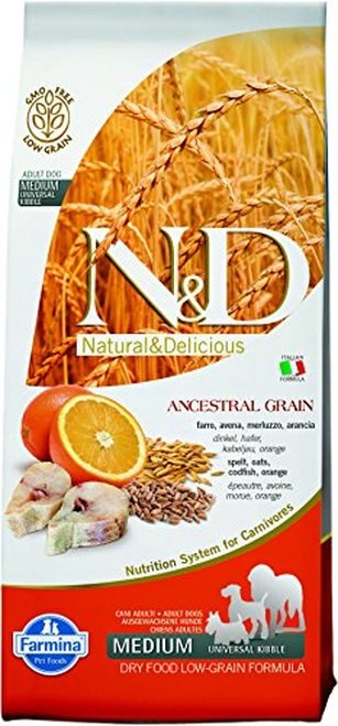 Farmina N&D Ancestral Grain Cod & Orange Medium Adult Dry Dog Food, 26.4-lb (**)