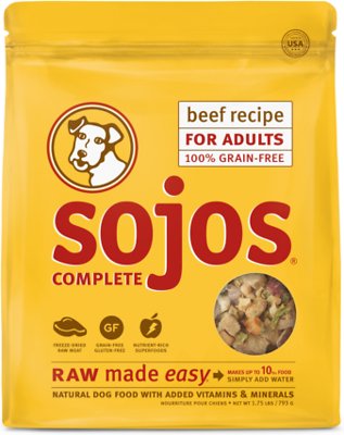 Sojos Complete Beef Adult Grain-Free Freeze-Dried Raw Dog Food, 1.75-lb