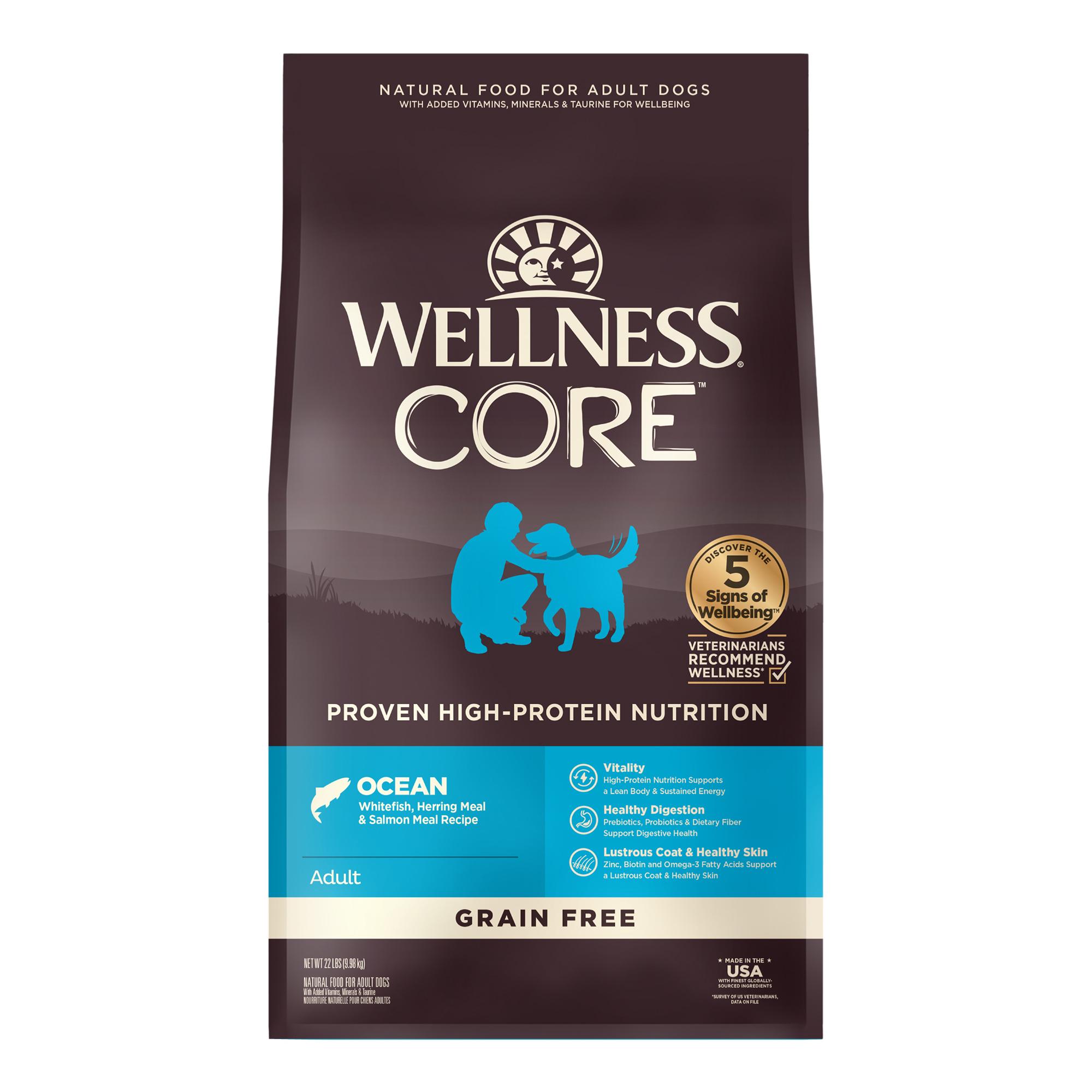 Wellness CORE Ocean Whitefish, Herring & Salmon Grain-Free Dry Dog Food, 22-lb
