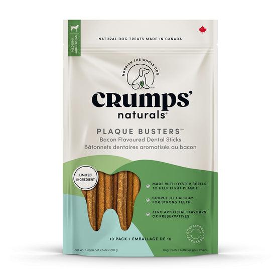 Crumps' Naturals Plaque Busters Bacon Dental Sticks Dog Treats, 7-in, 50-count