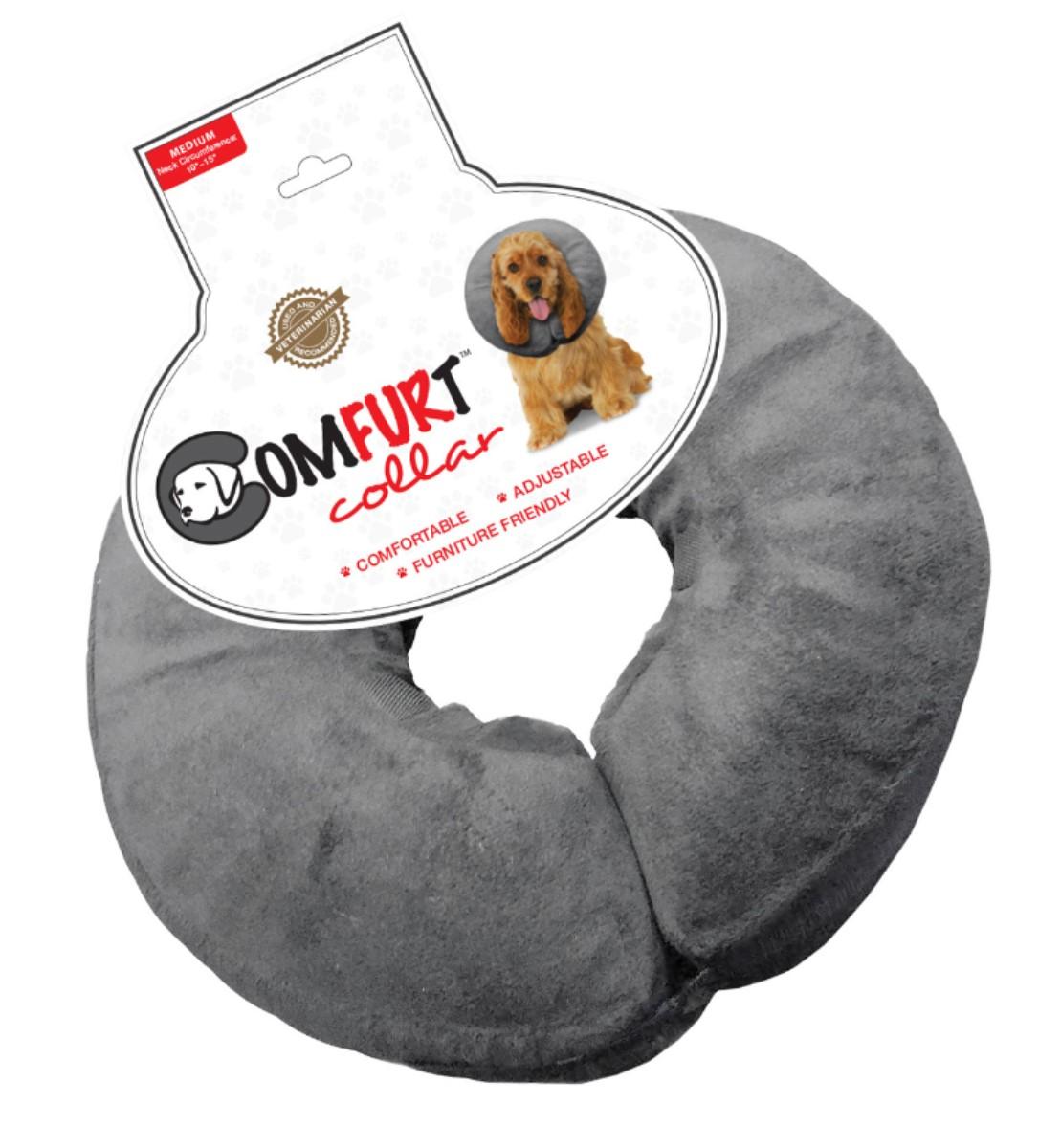Arlee COMFURT Poly Filled Adjustable E-Collar for Pets, Charcoal, Medium (Size: Medium)