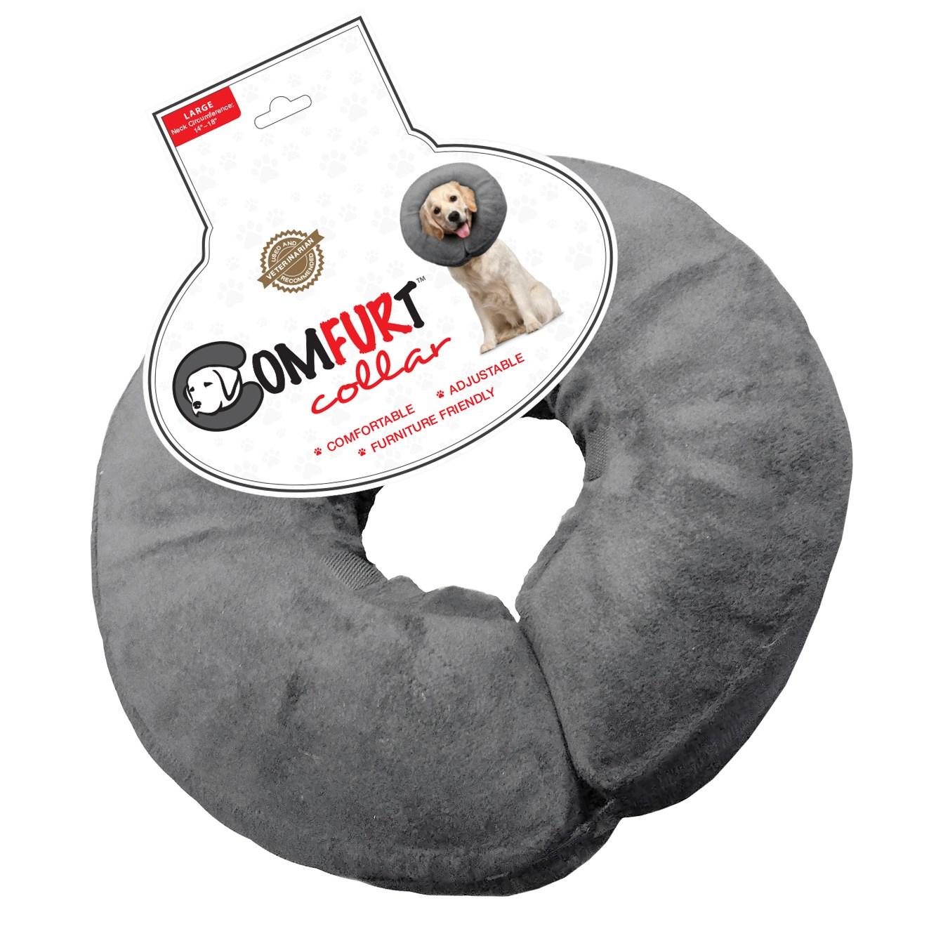 Arlee COMFURT Poly Filled Adjustable E-Collar for Pets, Charcoal, Large (Size: Large)