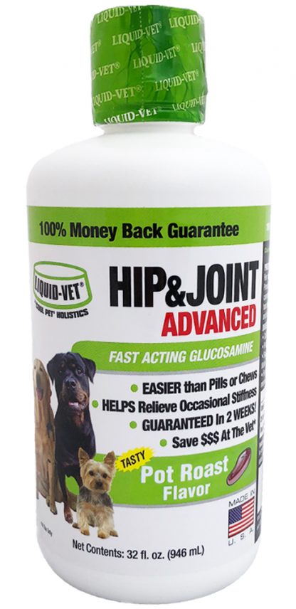 Liquid-Vet Hip & Joint Pot Roast Fast Acting Glucosamine Dog Supplement, 32-oz