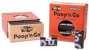 GoGo Poop n' Go Unscented Pet Waste Bags Box, Black, 16-pk