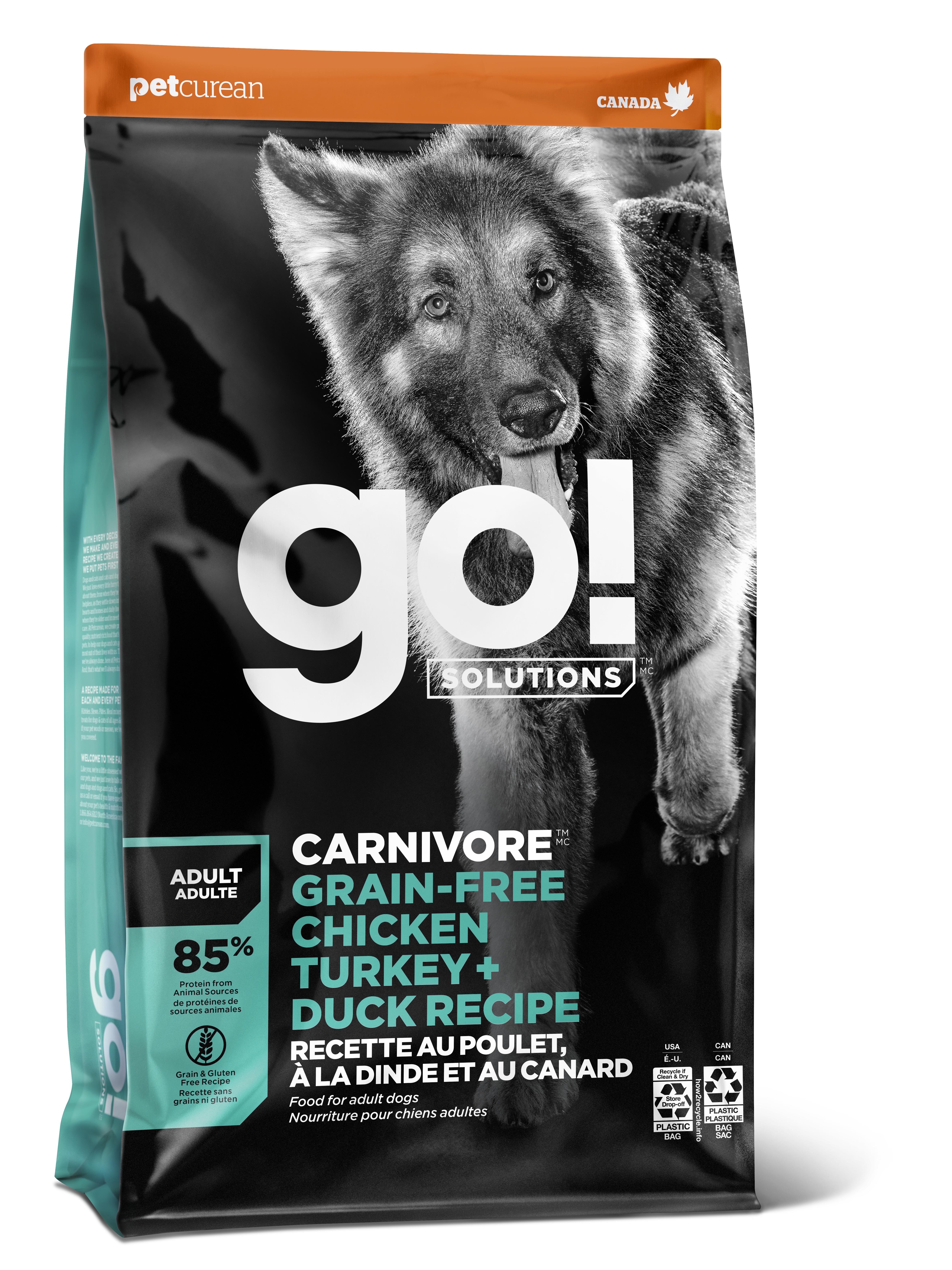 Go! Solutions Carnivore Chicken, Turkey + Duck Grain-Free Dry Dog Food, 22-lb