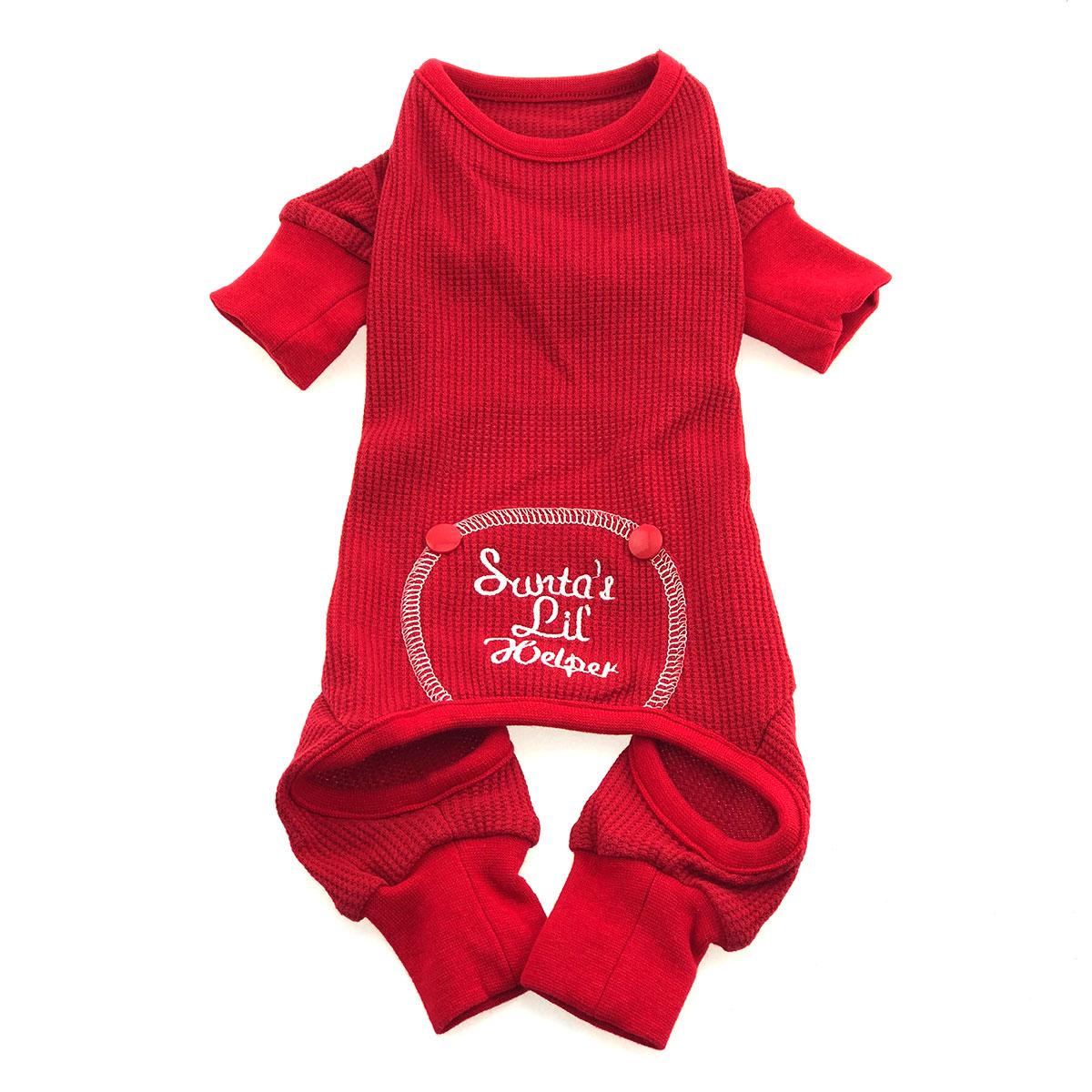 Doggie Design Thermal Pajamas for Dogs, Santa's Lil' Helper, Red