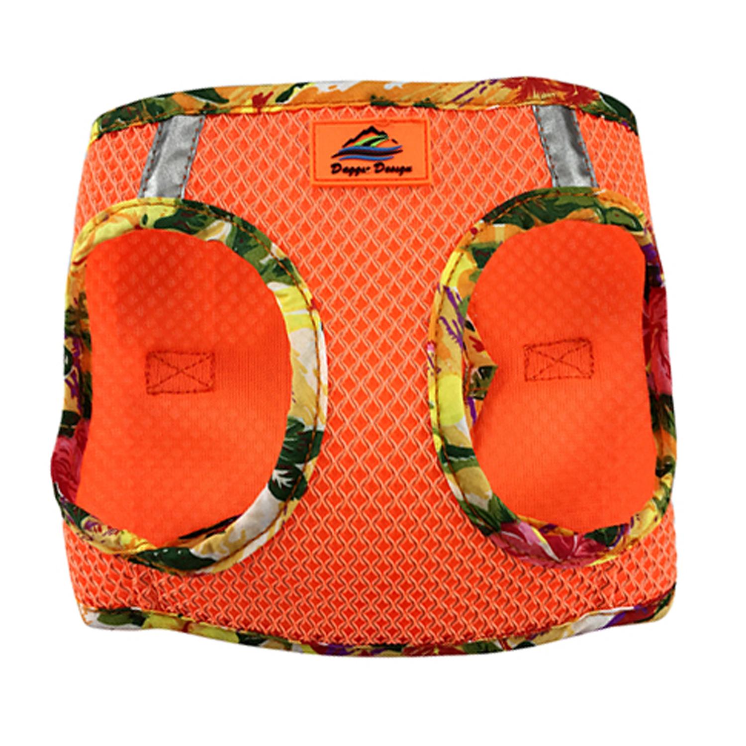 Doggie Design American River Choke-Free Dog Harness Hawaiian Trim, Sunset Orange