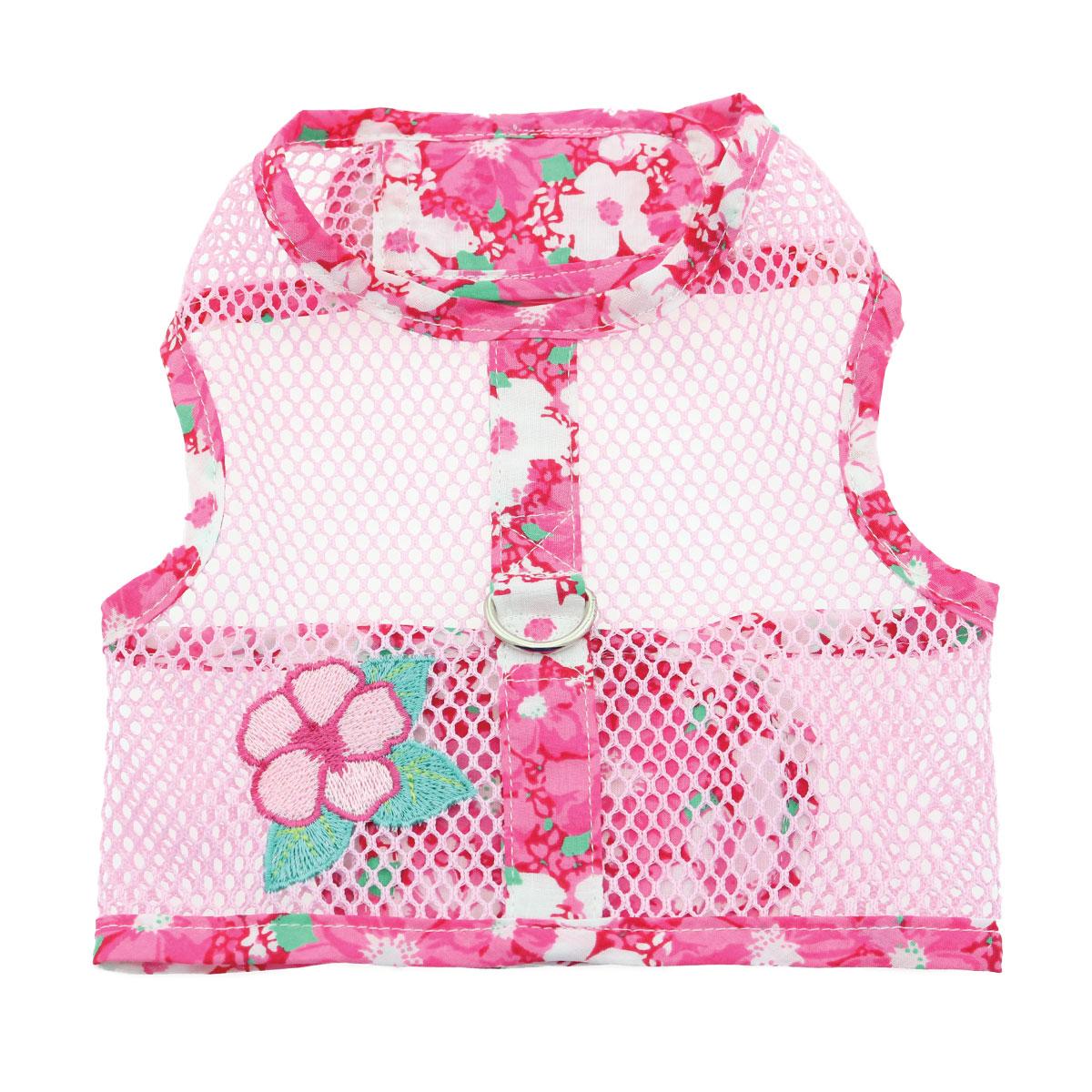 Doggie Design Cool Mesh Dog Harness with Matching Leash, Hawaiian Hibiscus Pink, X-Small