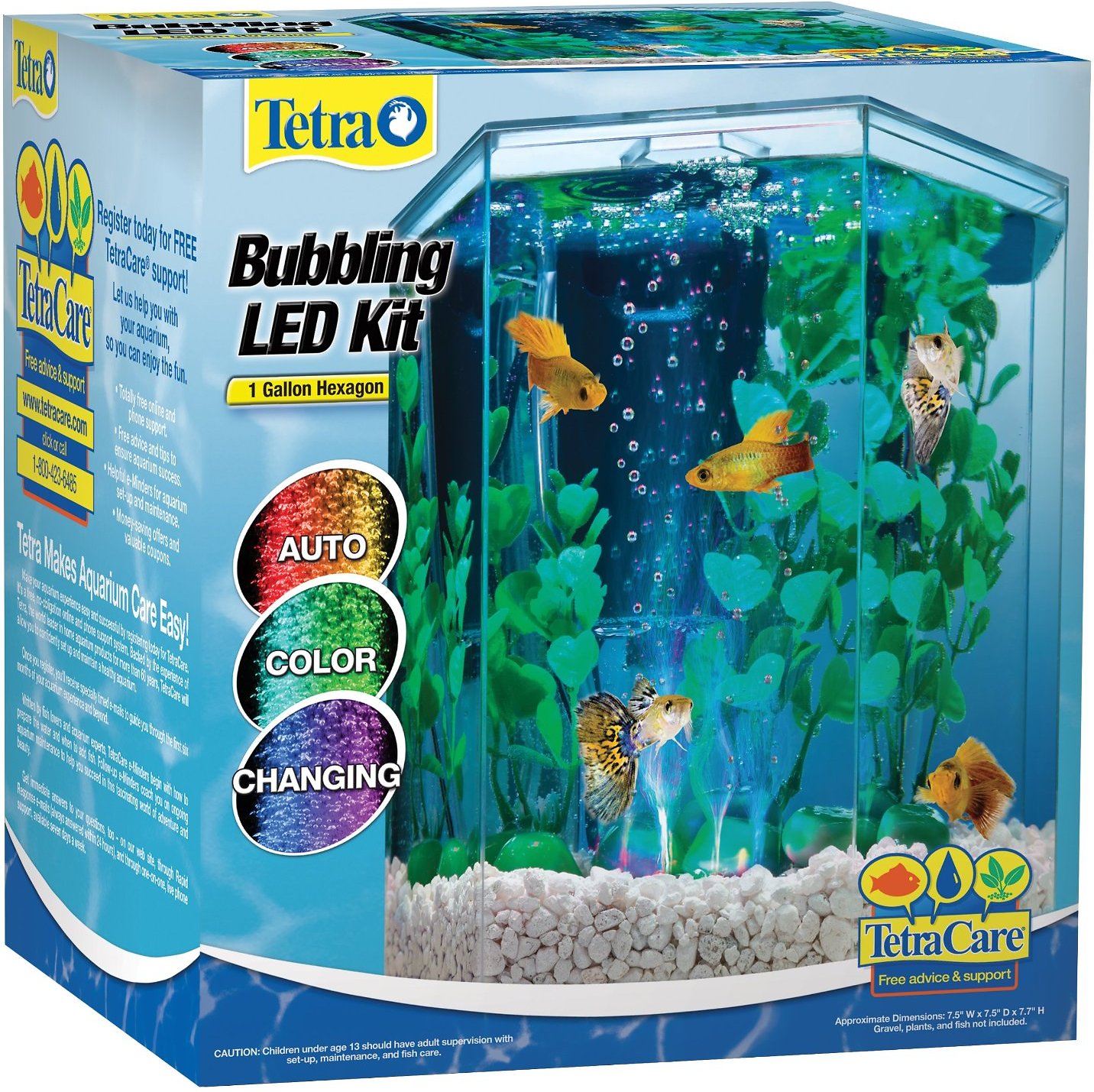 Tetra Hexagon Aquarium Kit with LED Bubbler, 1-gal