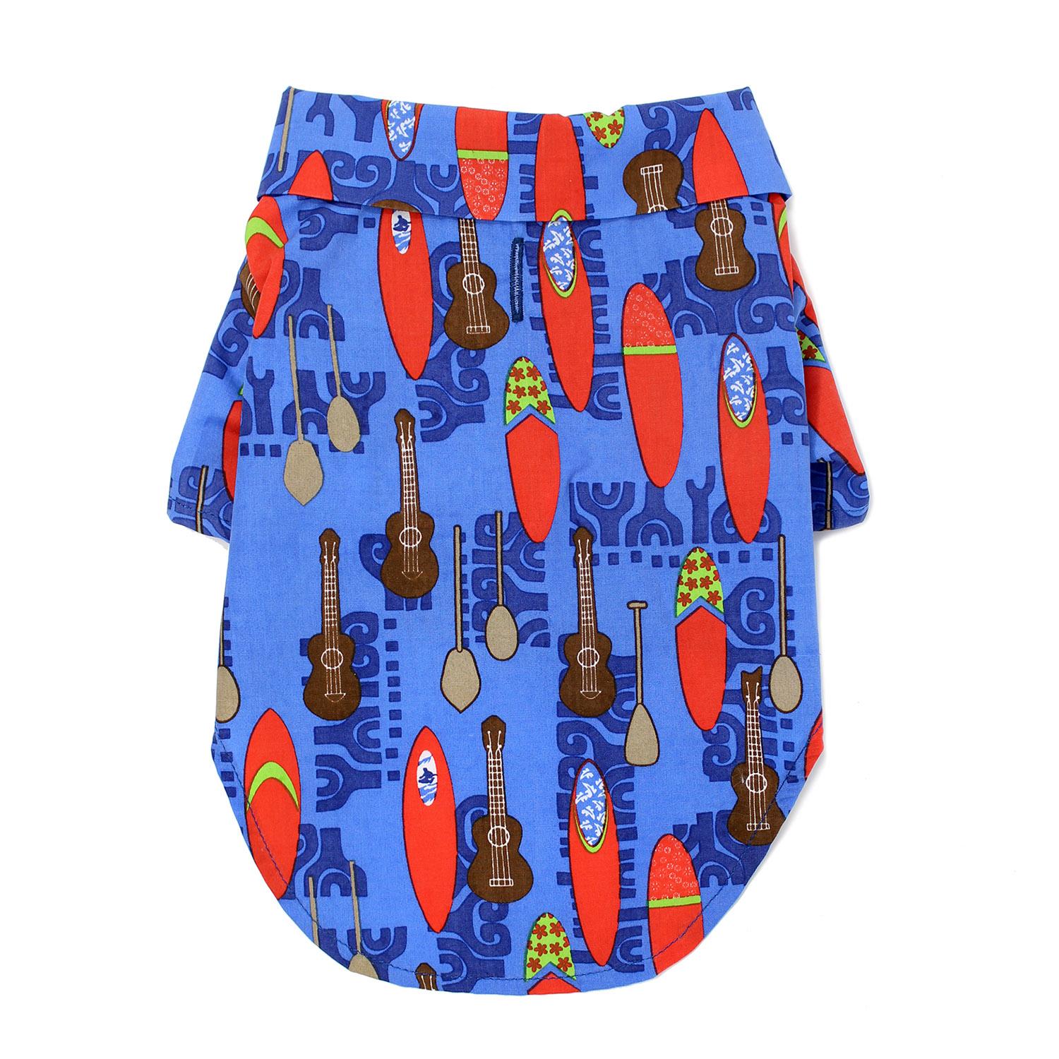 Doggie Design Hawaiian Camp Shirt for Dogs, Ukuleles & Surfboards, X-Small