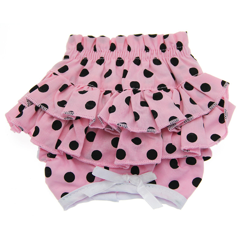 Doggie Design Ruffled Dog Panties, Pink & Black Polka Dot