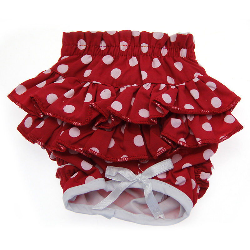 Doggie Design Ruffled Dog Panties, Red & White Polka Dot