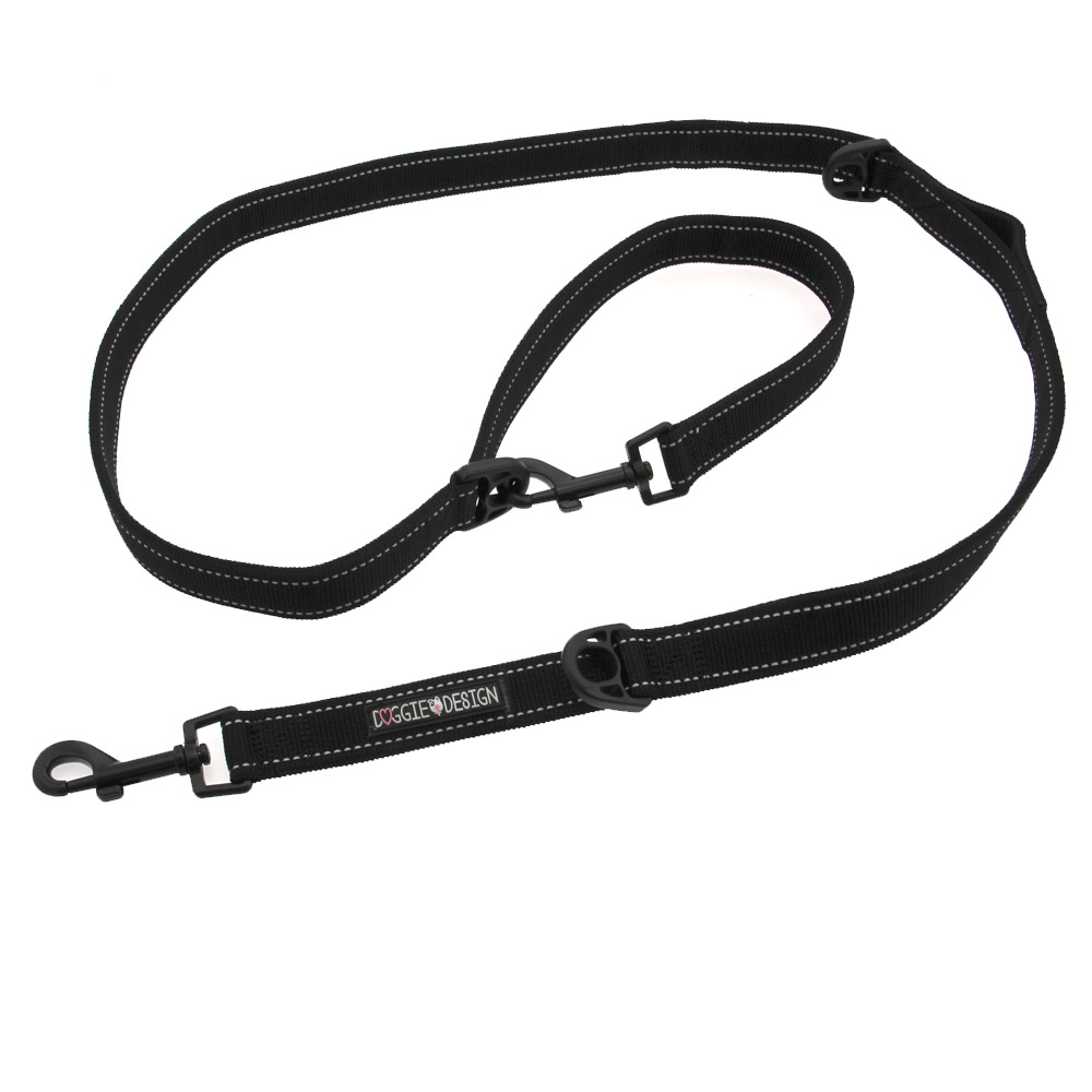 Doggie Design 6 Way Multi-Function Dog Leash, Black
