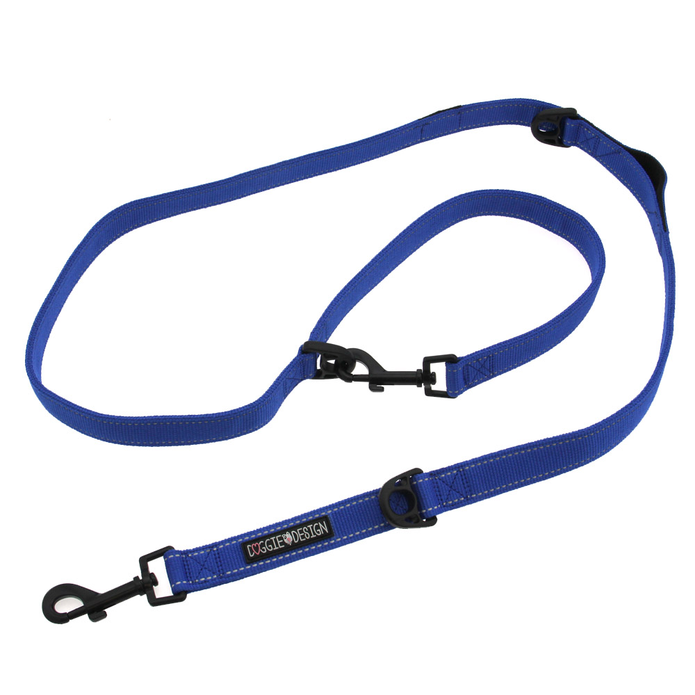 Doggie Design 6 Way Multi-Function Dog Leash, Cobalt Blue