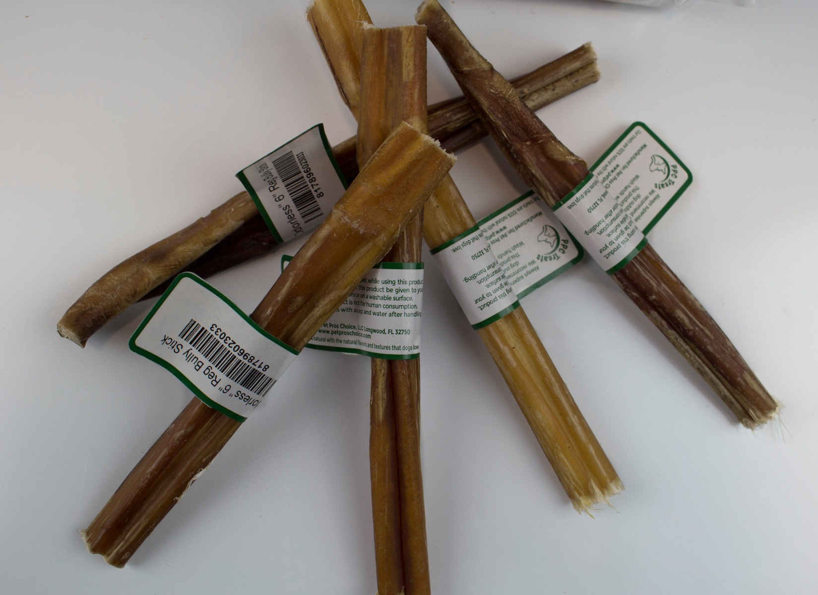 Pet Pros Choice 6" Odorless Bully Sticks Dog Treats, Regular, 25-count