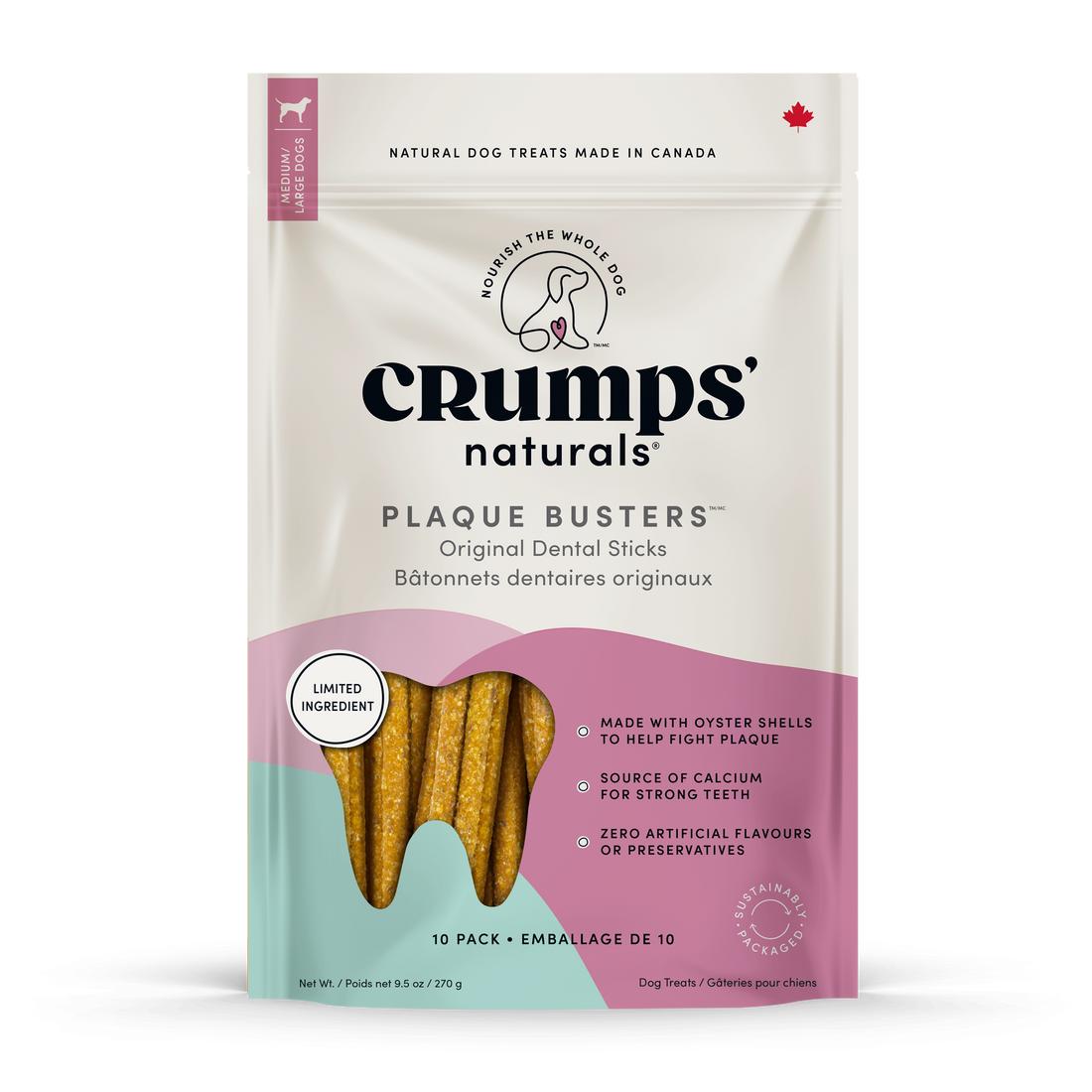 Crumps' Naturals Plaque Busters Original Dental Sticks Dog Treats