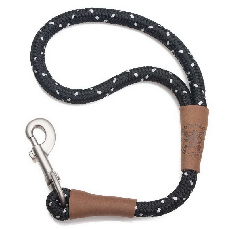 Mendota Pet Large Traffic Dog Leash, Night Viz Black, 1/2-in x 16-in