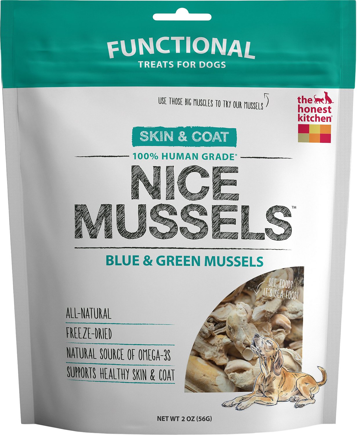 The Honest Kitchen Nice Mussels Blue Green Mussels Dog Treats 2 oz Healthy Pet