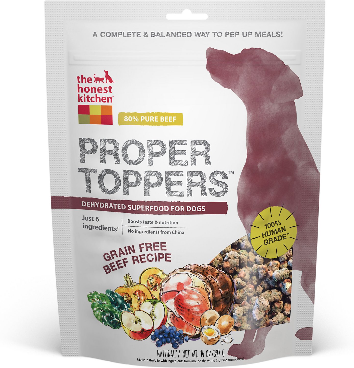 The Honest Kitchen Proper Toppers Grain-Free Beef Recipe Dog Food Topper