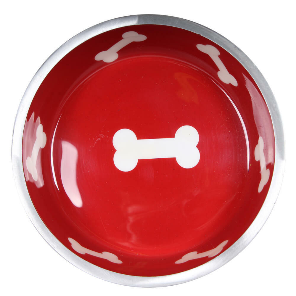 Indiepets Super Max Bowl, Medium, Bone, Red