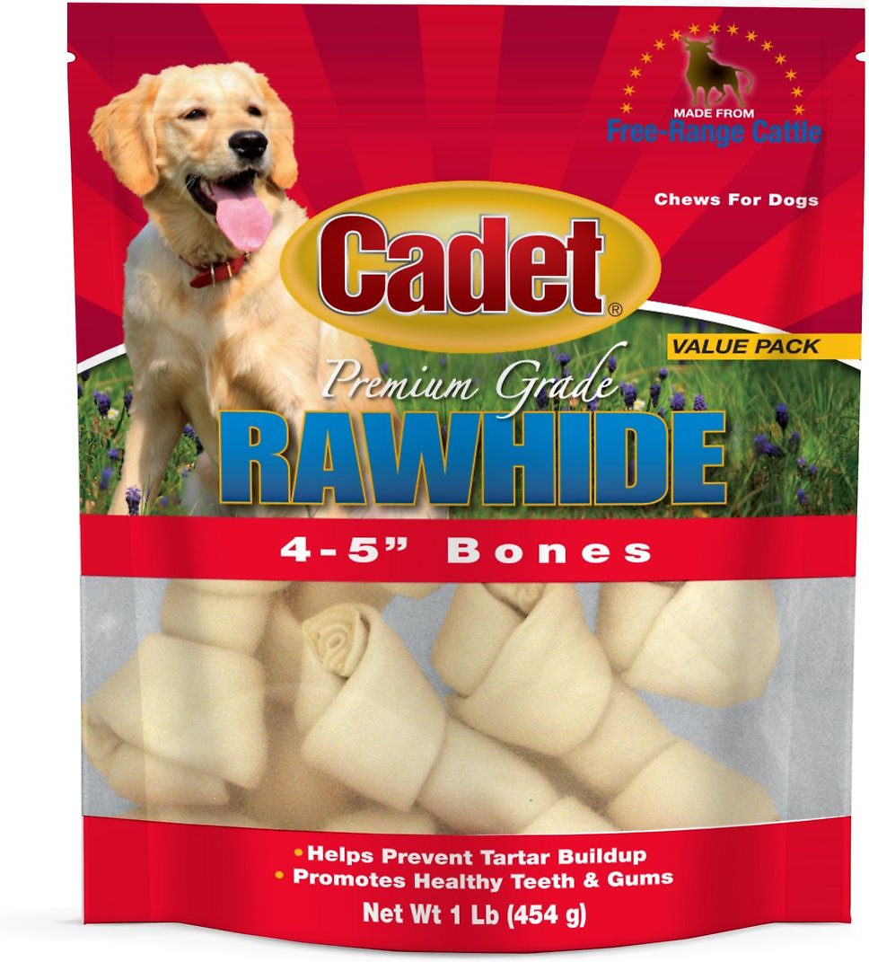 Cadet Premium Grade Knotted Rawhide Bones Dog Treats, 4-5-in, 1-lb