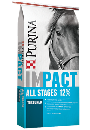 Purina Impact All Stages 12% Textured Horse Feed, 50-lb
