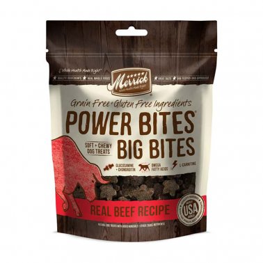 Merrick Power Bites Big Bites Real Beef Recipe Grain-Free Soft & Chewy Dog Treats