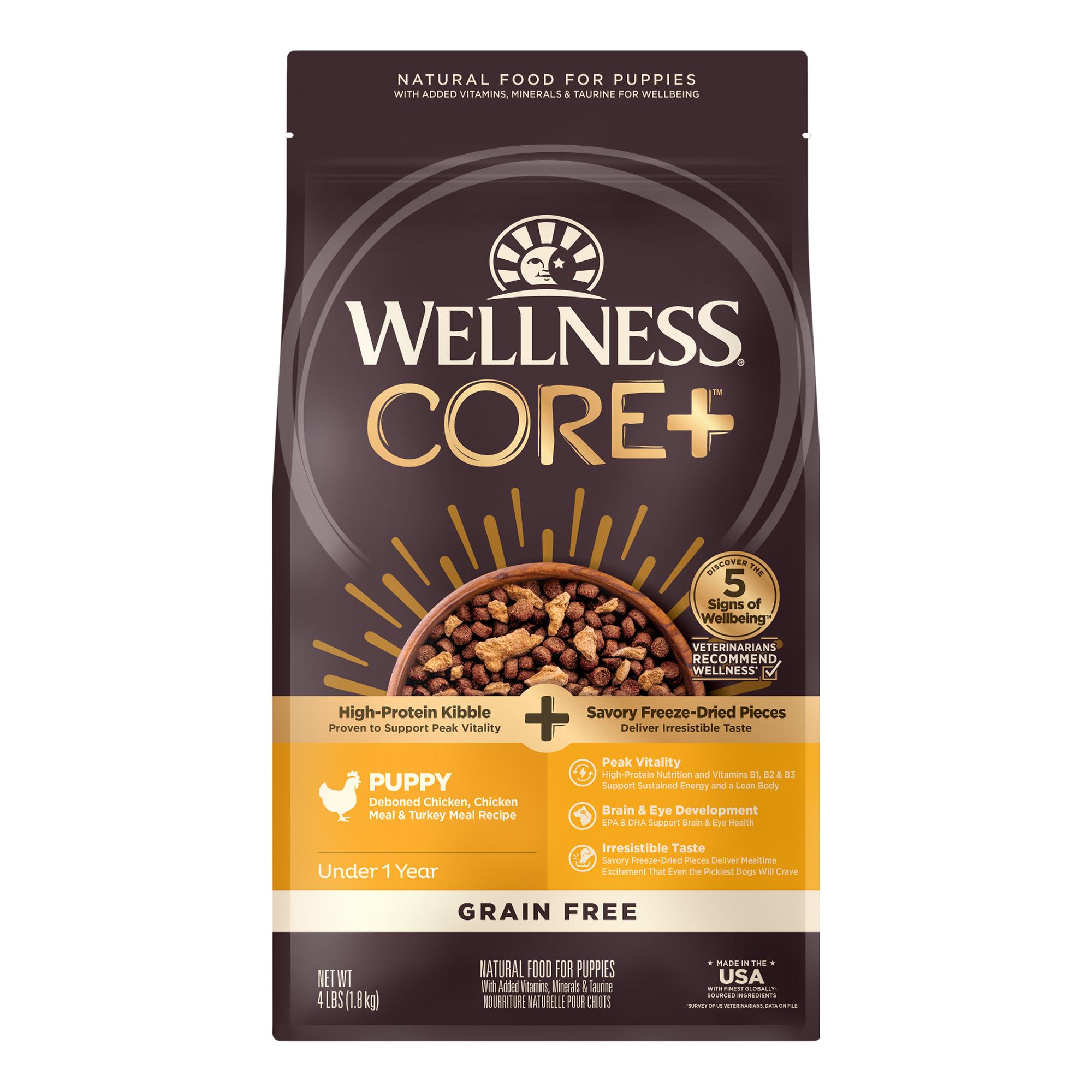 Wellness CORE+ Puppy Chicken & Turkey Grain-Free Freeze-Dried Pieces Dry Dog Food, 4-lb