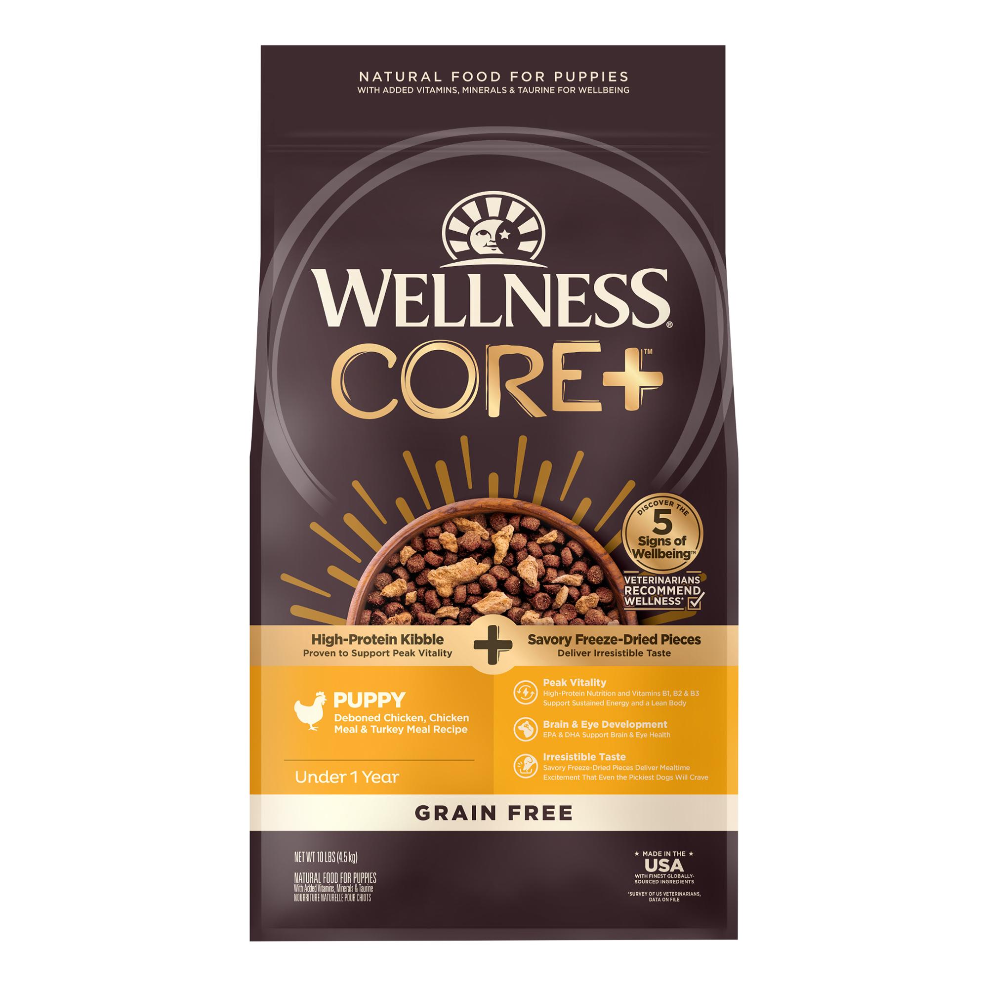 Wellness CORE+ Puppy Chicken & Turkey Grain-Free Freeze-Dried Pieces Dry Dog Food, 10-lb