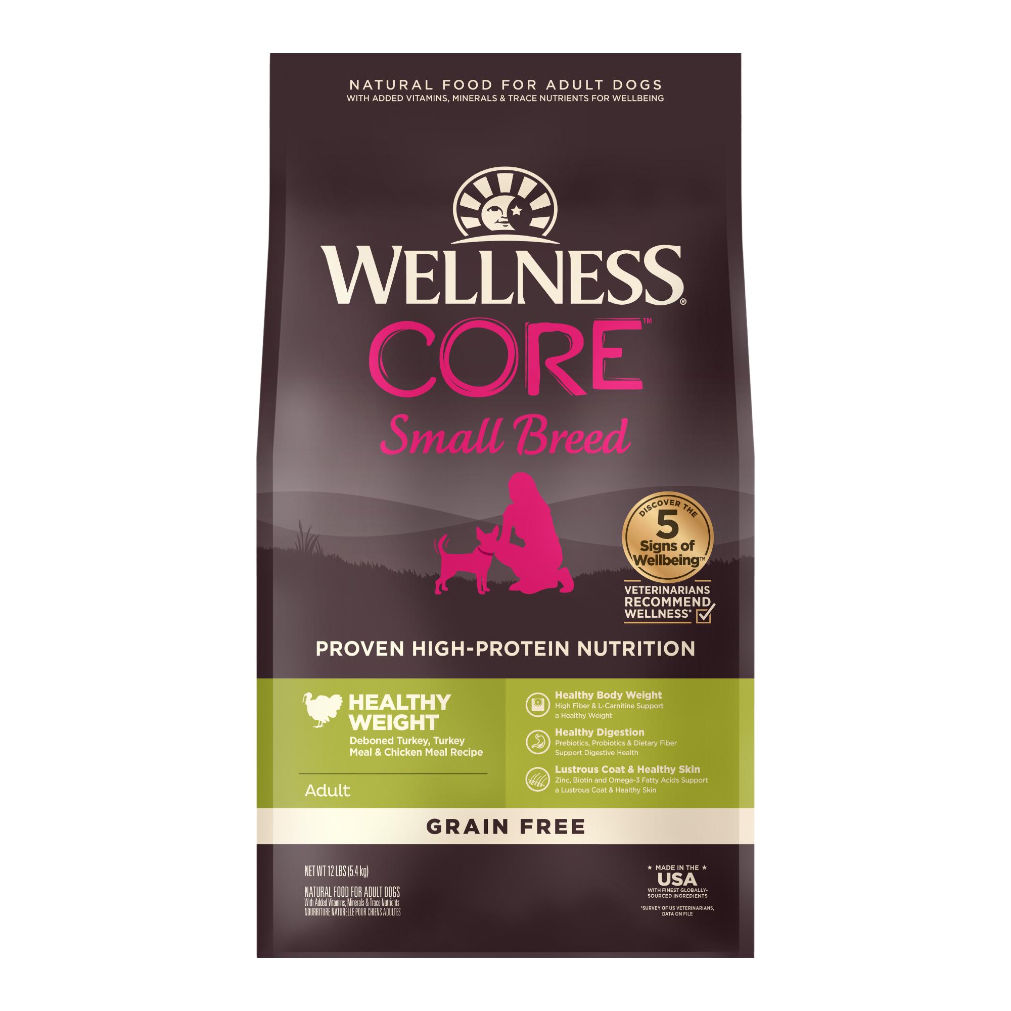 Wellness CORE Healthy Weight Turkey & Chicken Small Breed Grain-Free Dry Dog Food, 12-lb