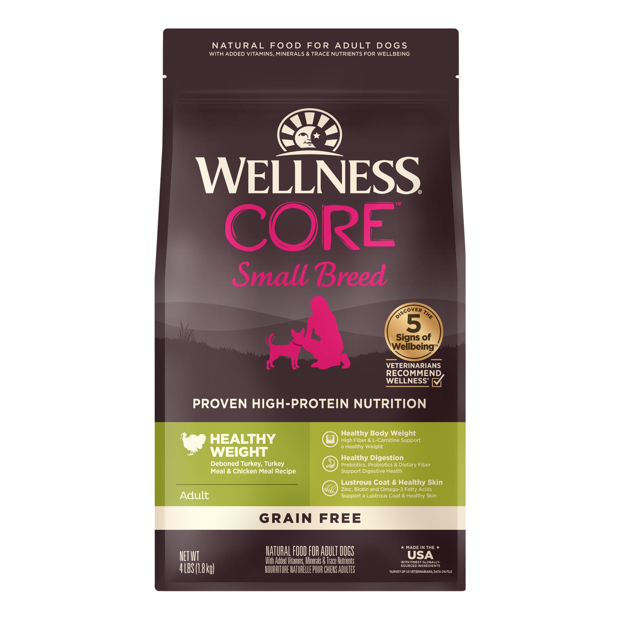 Wellness CORE Healthy Weight Turkey & Chicken Small Breed Grain-Free Dry Dog Food, 4-lb