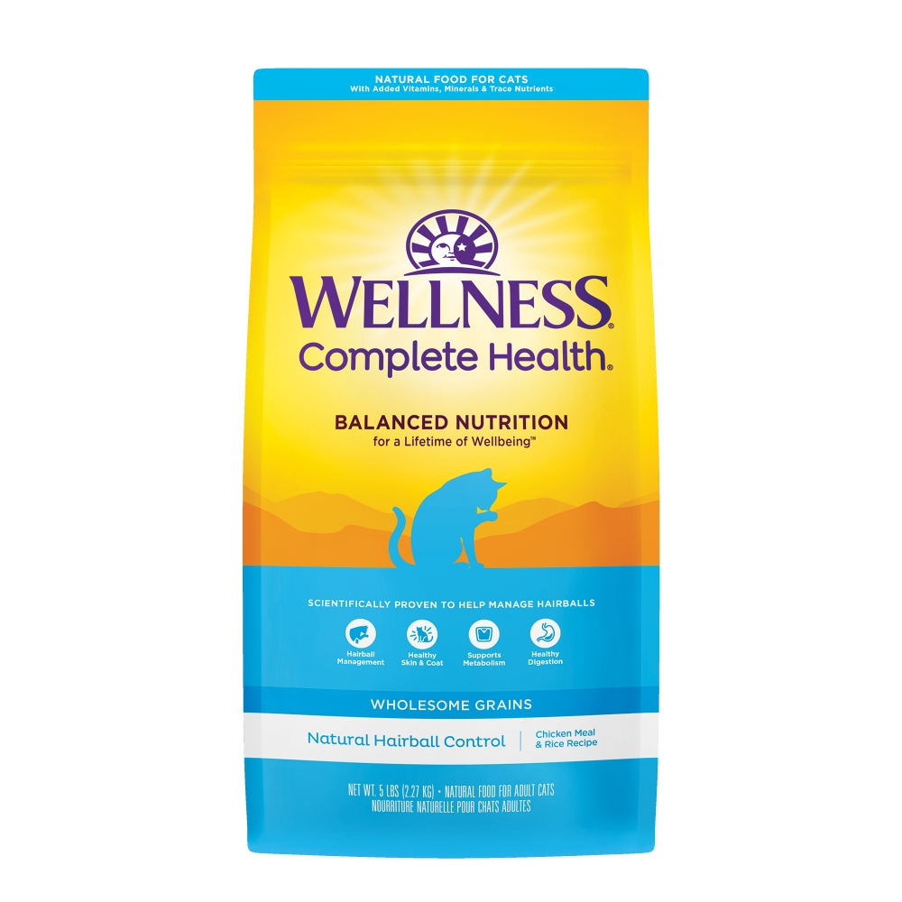 Wellness Complete Health Hairball Control Adult Chicken & Rice Dry Cat Food