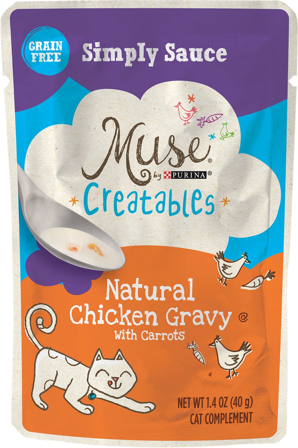 Purina Muse Creatables Simply Sauce Natural Chicken Gravy with Carrots Lickable Cat Treats